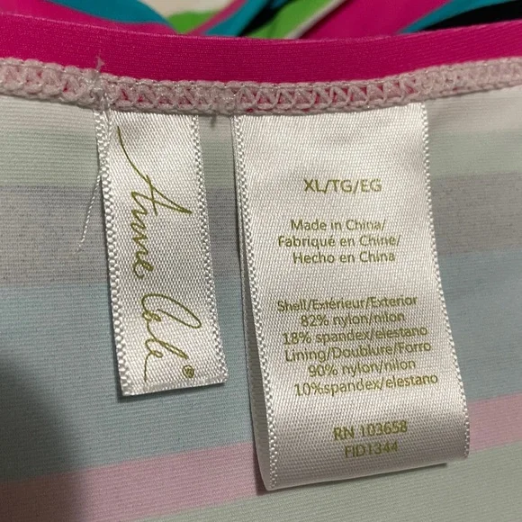 Anne Cole Striped One Piece SwimTankini Top Sz X-Large - Picture 5 of 13